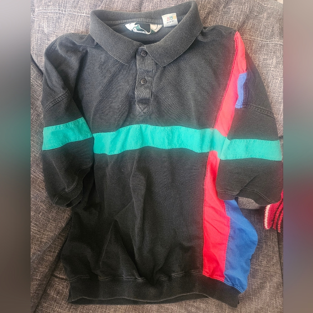 Vintage National Open Club Colourblock Polo. XL. 22ptp